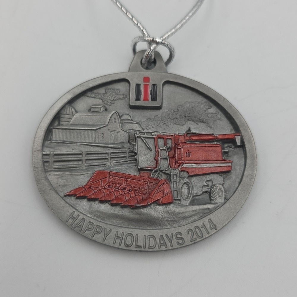 Case IH International Harvester Combine 2014 Pewter Christmas FARMALL Ornament